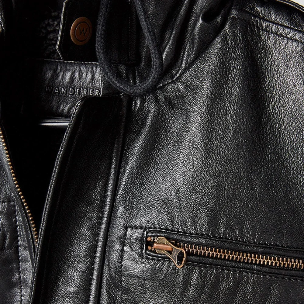 THE ST MORITZ HOODIE - BLACK LEATHER NWOT - Picture 5 of 8